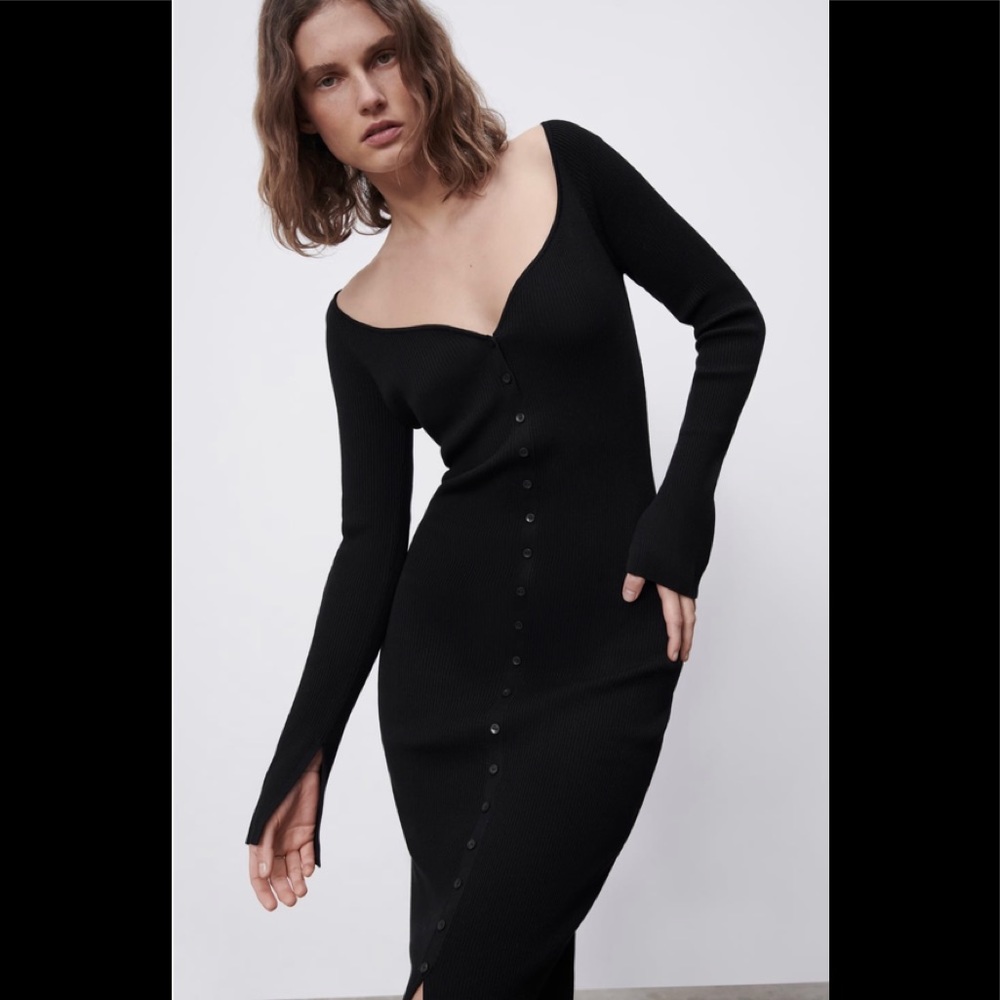 Zara sweetheart neckline dress